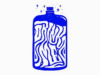 Message in a bottle alice in wonderland blue design drink fluid illustration lettering liquid potion psychedelic typography