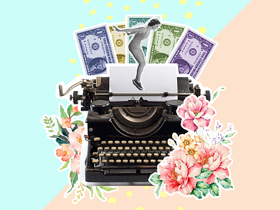 Freelance life article collage colorful composition creative digital collage photoshop vintage writing