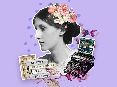 Virginia Woolf collage colorful composition creative digital collage photoshop vintage virginia woolf writer