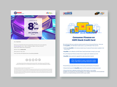 Kotak & HDFC Bank discount ebay emailer graphic design it laptop offer percentage sale ui ux web