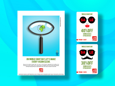 L&M branding discount emailer eye female glasses globe graphic design magnifying glass male offer sale web world sight day