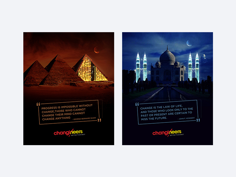 Changineers pyramid agra egypt tajmahal monuments classic encouragement motivational design ui-ux graphic design pharma ui design healthcare emailer web app
