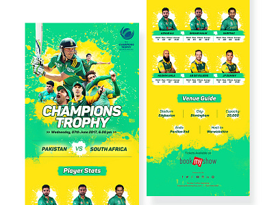 Champions Trophy Info graphics app ball bat booking cricket emailer graphic design match pakistan players screen south africa sports statistics trophy web