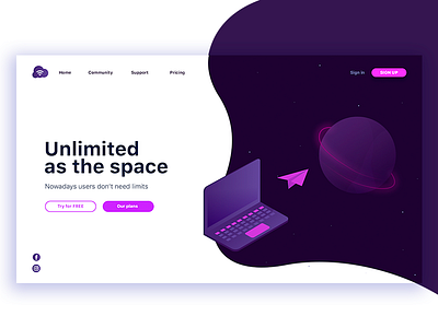 Unilimited as the Space cloud illustration space uxui web design