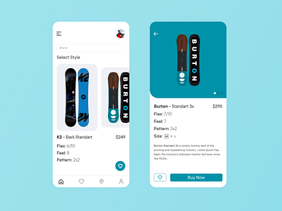 Snowboard app design concept, Mobile - ui/ux