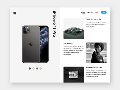iPhone 11 Pro website concept, ux/ui