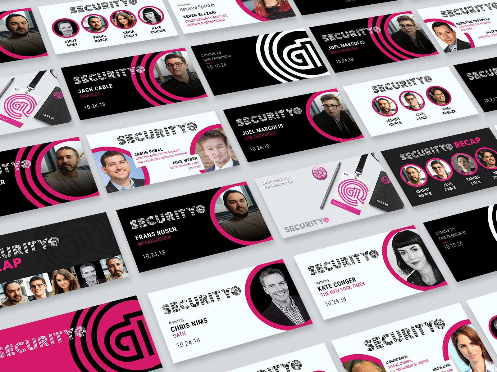 HackerOne - Security@ 2d 3d adobe andculture branding conference design h1 hack hacker hackerone illustator photoshop pink repetition
