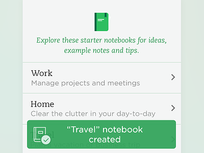 Notebook created toast evernote ios ios7 notebook notification toast