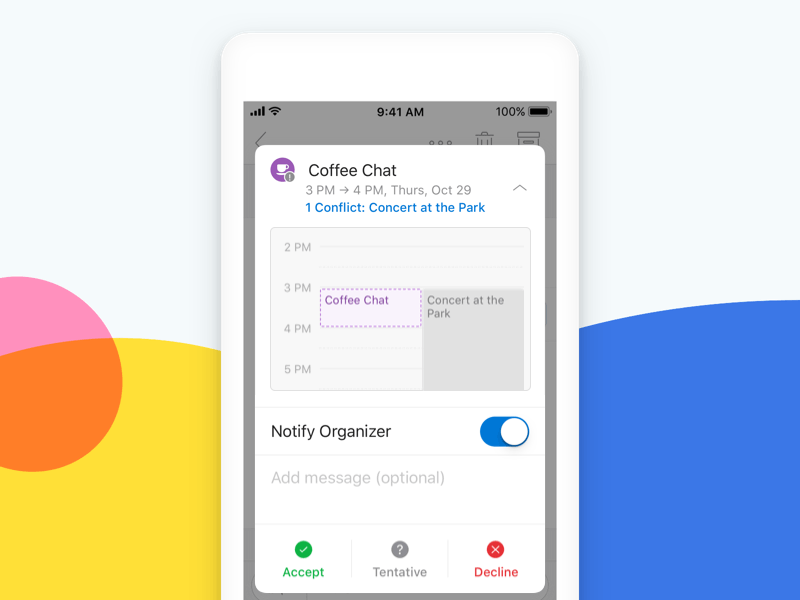Redesigned Calendar Invite in Outlook for iOS calendar email ios outlook