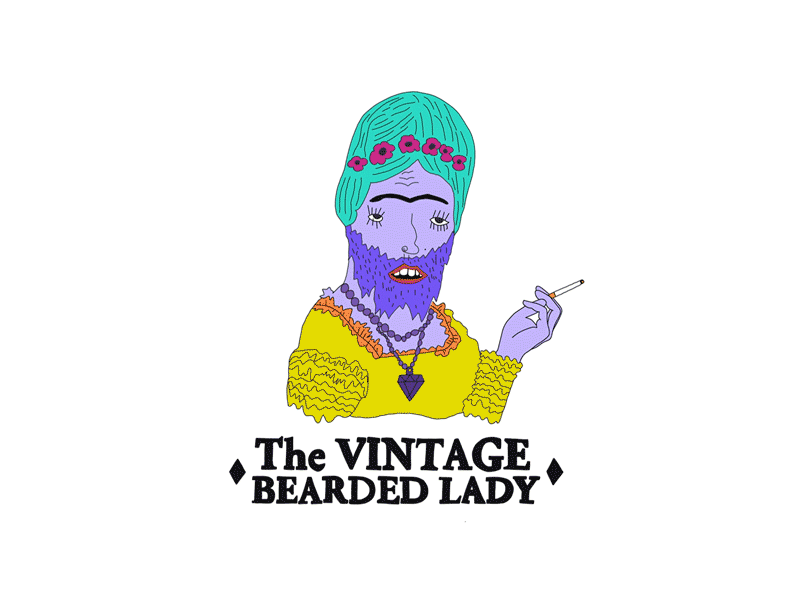 The Vintage Bearded Lady 2d animation beard character design graphics lady motion smoking