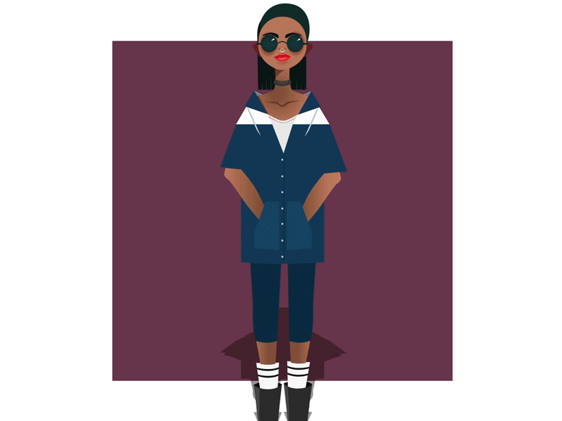 She Stylin' 2d animation character cool design graphics motion style woman