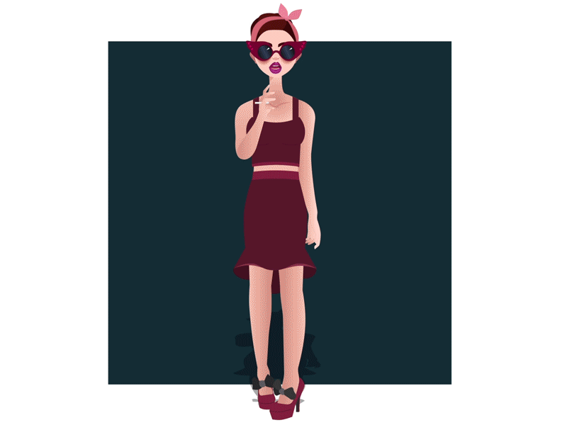 Smokin' Gal 2d animation character design fashion graphics motion smoking style woman