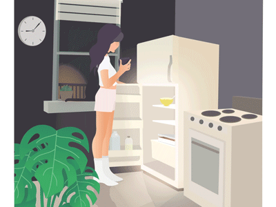 Nothing in the Fridge coffee fashion style cat design character motion graphics animation 2d