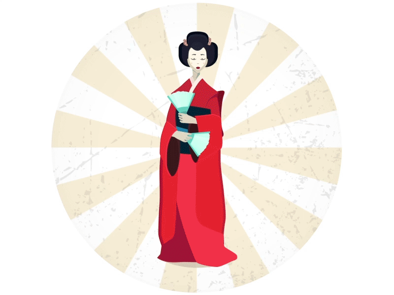Miss Geisha 2d animated animation character design fashion geisha graphics kimoni motion style vector walk cycle
