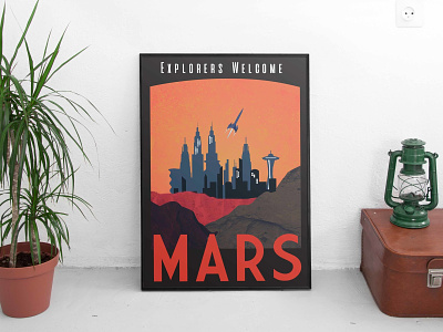 Mars Poster artdeco design illustration