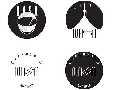 NASA logos or badges branding design drawing icon illustration logo typography vector