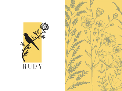 RUDY Flower Store logo bird branding branding design design flower illustration logo store unique yellow
