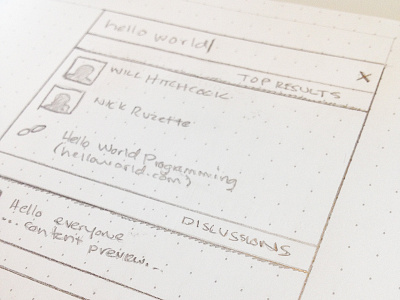 Brainstorming a new search widget search sketch wireframe
