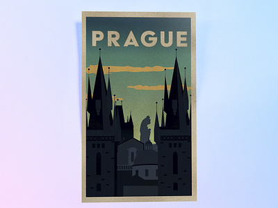 Prague brush design graphic art illustration photoshop postcard travel