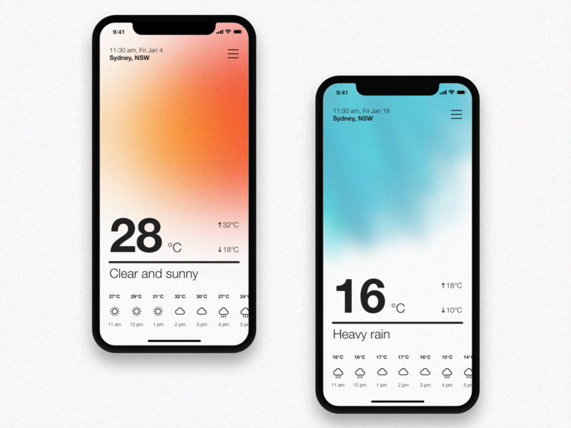 01 / Weather App Concept app clean ui damianmartelli design digital figma gradient graphicdesign minimal product design sketch typography ui ui design uiux ux ux design uxdesign weather web