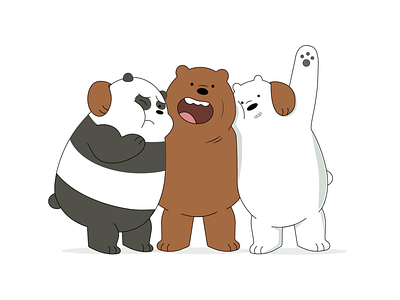 We Bare Bears animal cartoon cartoon character design flat illustration minimal vector