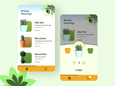 Plants E-commerce UI app branding design flat illustration minimal typography ui ux vector