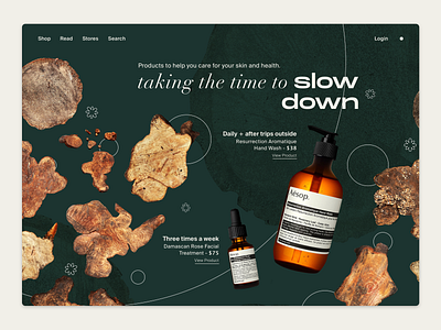 aesop landing page concept aesop landing page minimalism natural photography photoshop sketch skincare trees typography web design