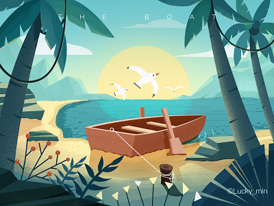 The Boat art illustration wallpaper