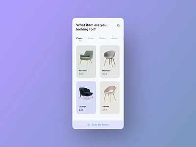 Furniture App Interaction II 2020 trends animation app augmented reality buy design e commerce flat furntiture interaction interactive minimal sell smooth smooth animation ui user experience user interface design userinterface ux