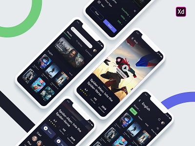 Xplex - Movie App app bangladesh branding category filter gallery icon info info card logo minimal movie app movie card play ratings tv series typography ui ux watch