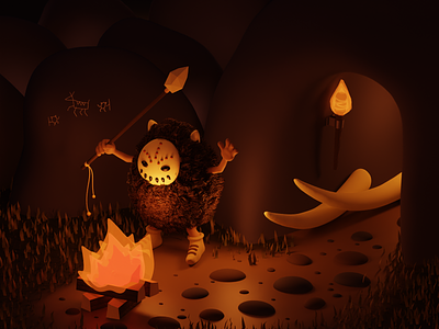 Little caveman 3d graphic design illustration