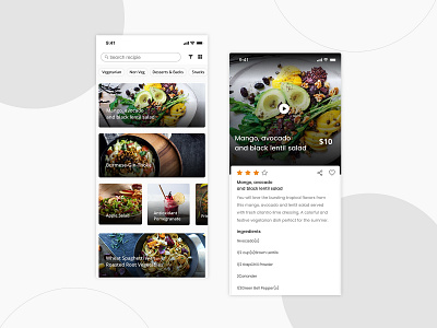 Food Recipe App Concept adobexd app creativecloud design ios 10 ui ux