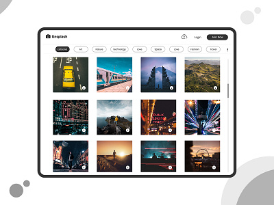 Unsplash UI concept adobexd app design ipad ui ux