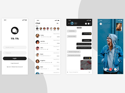 Messenger App app black and white concept design ios 10 ui ux