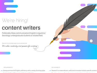 Hiring Content Writers ads content creation contentwriter ux ui design