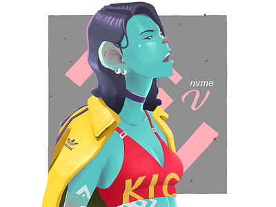 "Her name is Nvme" animation cartoon character design illustration
