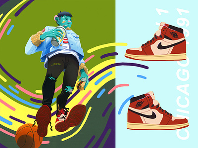 Not that "AJ 1 Turbo" Things air jordan animation branding cartoon character character design design graffiti illustration jordan logo moron djiwo mural nike painting sneakers street art typography vector