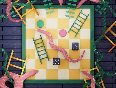 Snakes and Ladders c4d cinema4d design dice illustration ladder snake