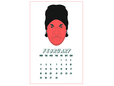 FEBRUARY 90s calendar calendar 2019 charachter design february ice cube illustration