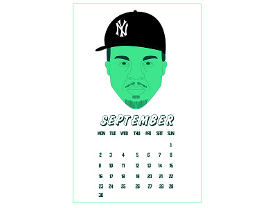 SEPTEMBER 2019 50cent 90s branding calendar calendar 2019 charachter design illustration september