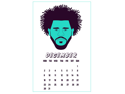 DECEMBER 2019 calendar calendar 2019 charachter design december illustration j.cole