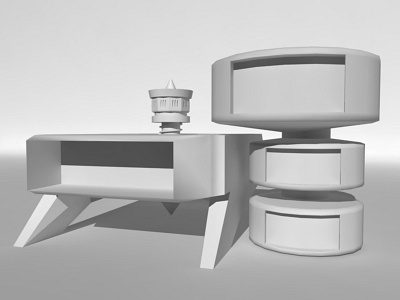 Drill Station 3d clean lowpoly maya minimal monotone