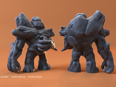 Stone Golem 3D Sculpt 3d b3d blender blender 3d colossus creature fantasy giant golem monster rock stone