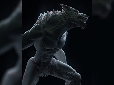 Werewolf Sculpt Render 2 3d b3d blender blender 3d creature lycan lycanthrope render sculpture werewolf wolf wolfman