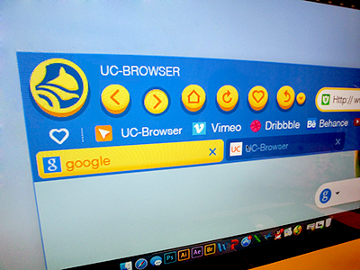 UC Browser Theme blue button cute icon ui ux yellow