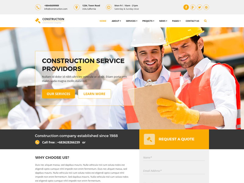 Construction & Building PSD Template by Kelly Jenny on Dribbble