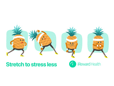 Mug Illustration branding character employee engagement illustration irewardhealth pineapple sports stretching vector