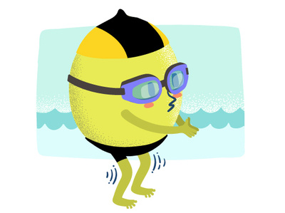 Swimmin' lemon character illustration