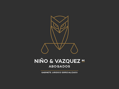 Niño & Vazquez balance black branding elegant gold lawyer logo minimal owl