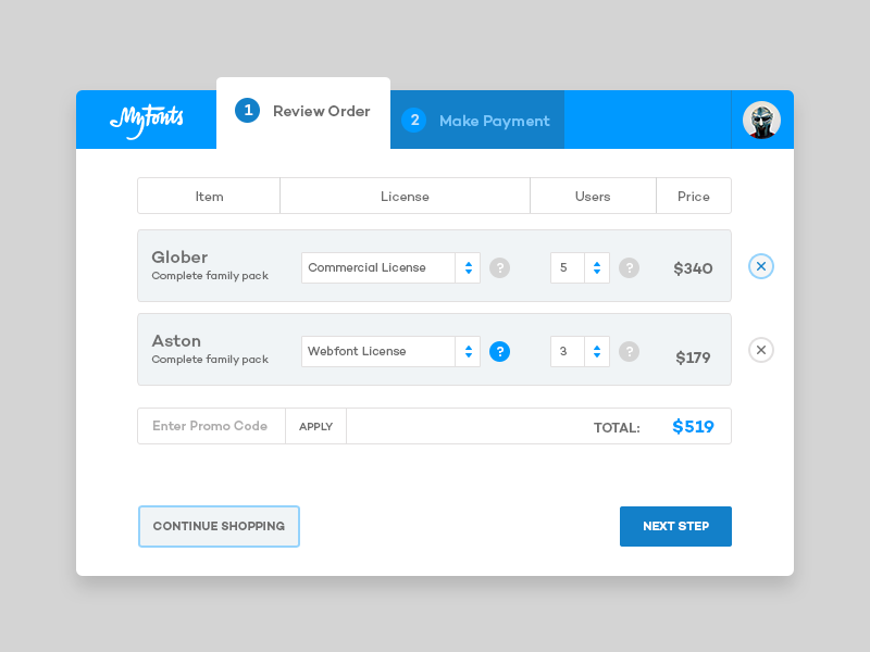 My Fonts. Payment Form. by Daniel Losant on Dribbble